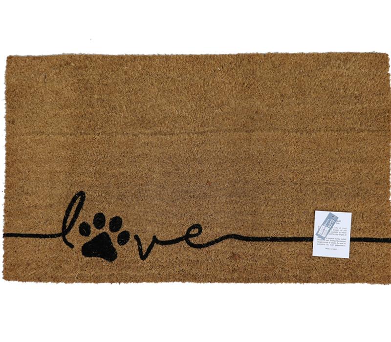 Coir Doormat 30in x 18in Love Paws