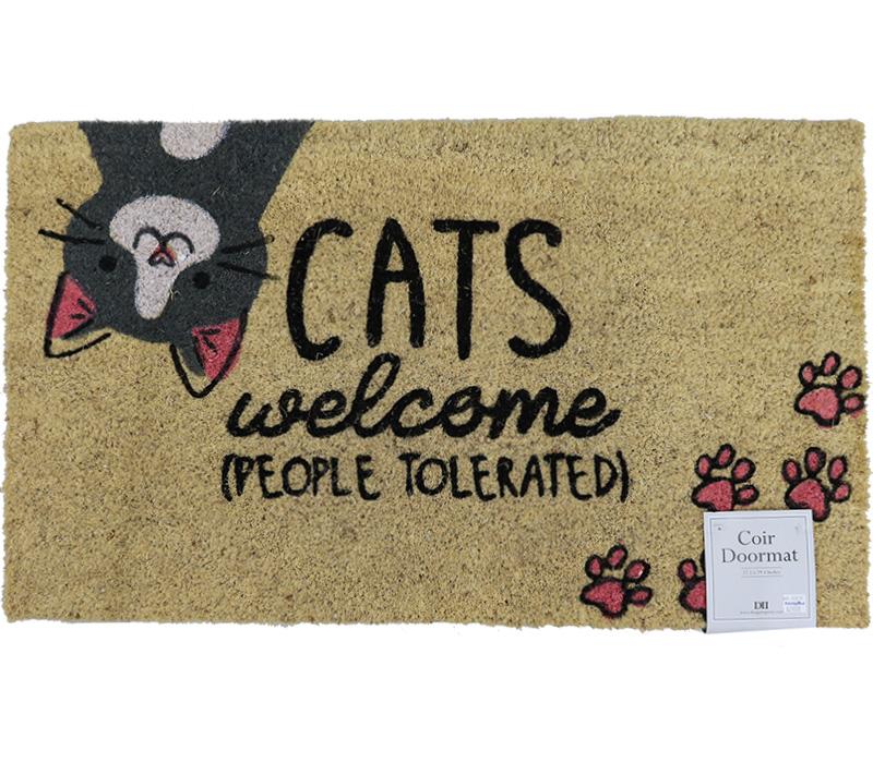 Coir Doormat 30in x 18in Cats Welcome People Tolerated