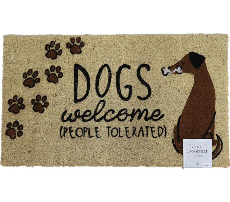 Coir Doormat 30in x 18in Dogs Welcome People Tolerated