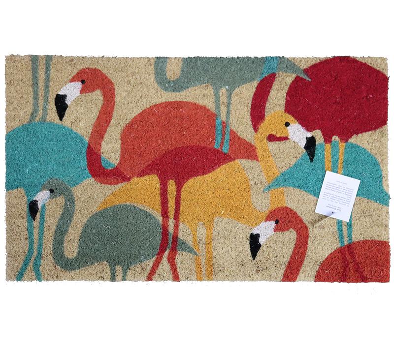 Flamingos - Glenhaven Coir Doormat 30in x 18in