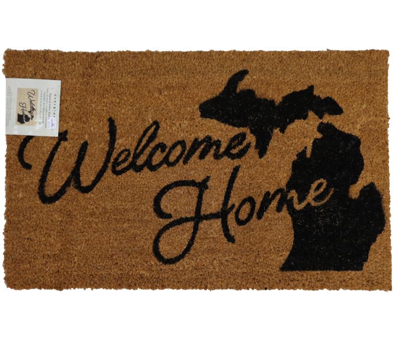 Welcome Home Michigan - Evergreen Coir Doormat 28in x 16in