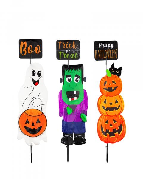 Fabric Stake Sign Halloween Asst