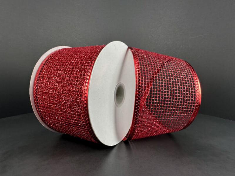 Red Glitter Net 2.5" 10 Yards