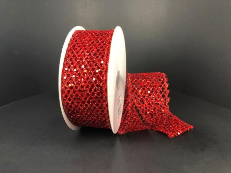 Red Glitter Net 1.5" 10 Yards