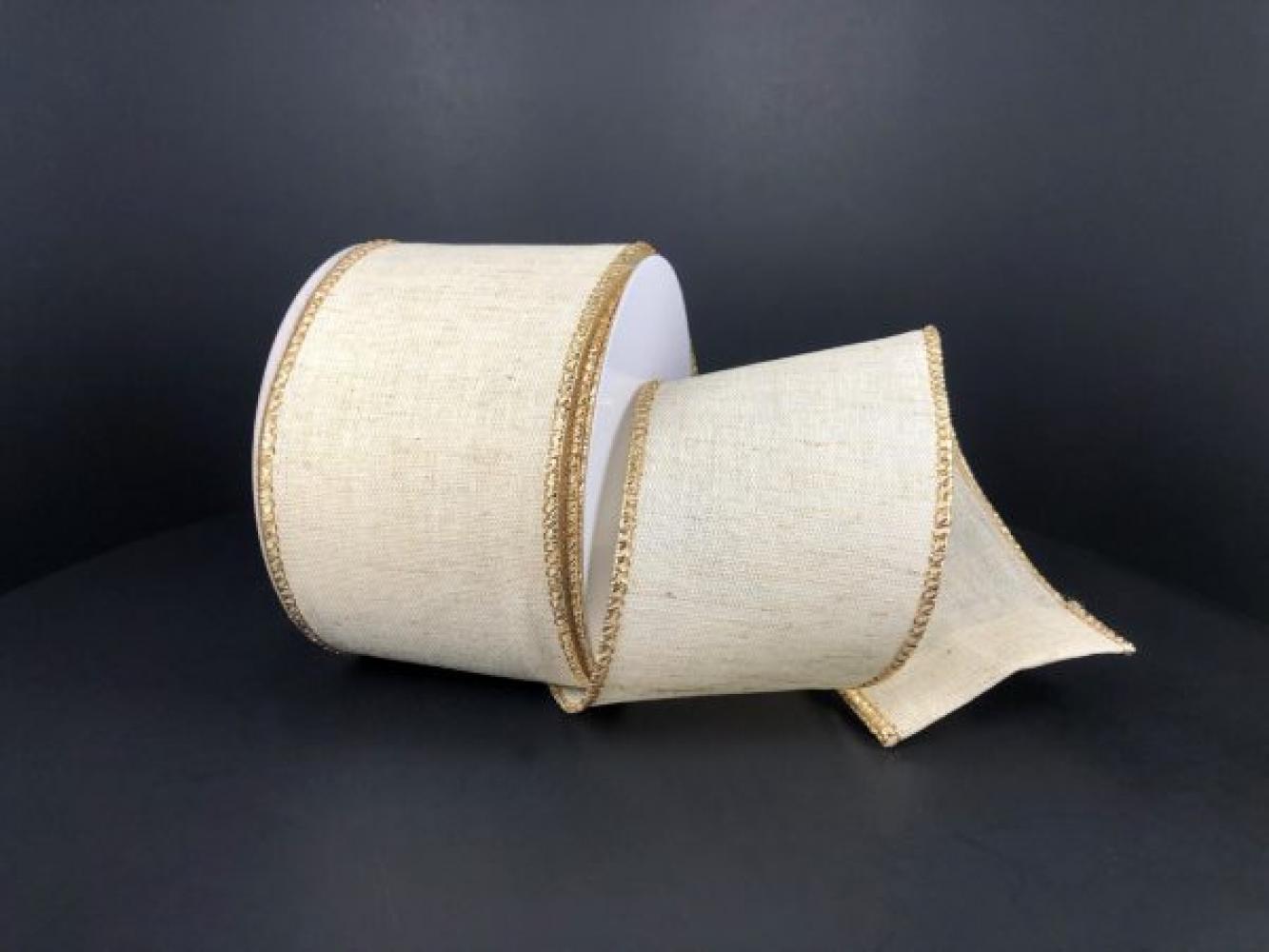 Ivory Canvase Gold Edge 2.5" 10 Yards