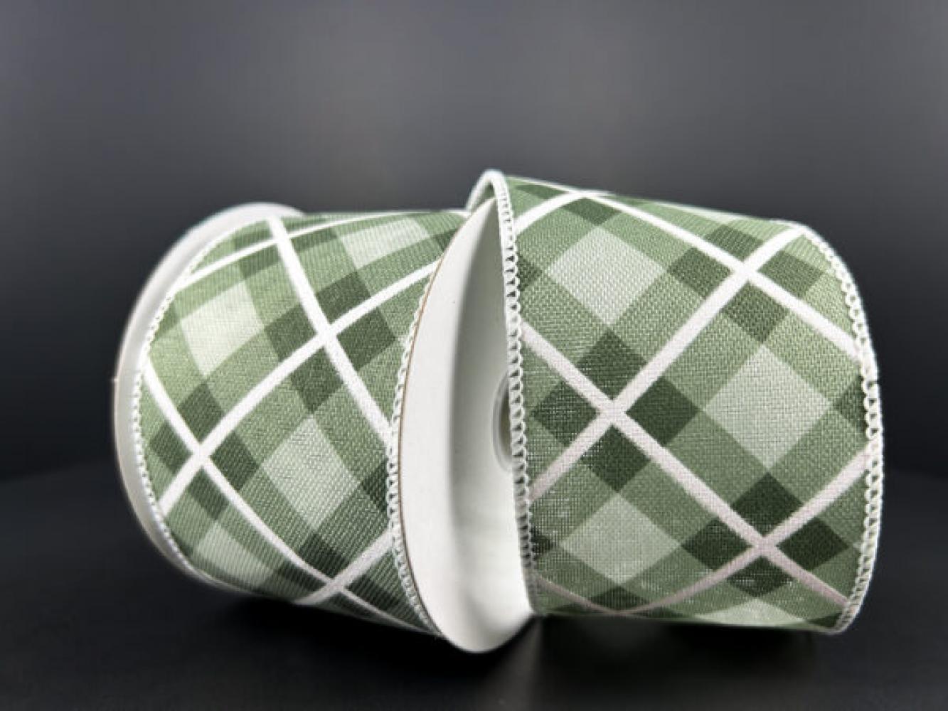 Sage, Green, White Plaid 2.5" 10 Yards