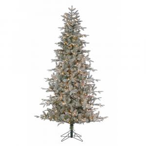 7.5' Durham Flocked Pine Tree with Color Changing LED Lights and Instant