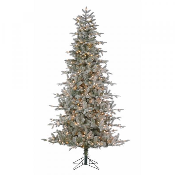 7.5' Durham Flocked Pine Tree with Color Changing LED Lights and Instant