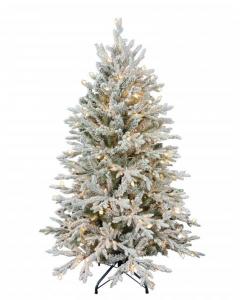 5' 18-function Starry Light Flocked Nordic Fir tree with 500 color changing