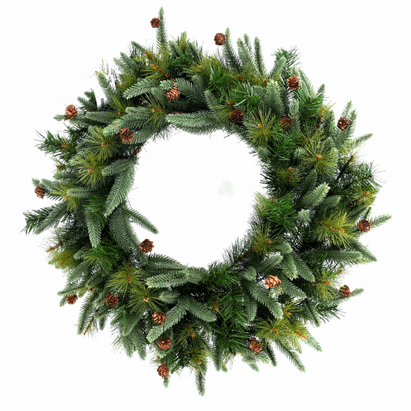 30" Stone Hill Wreath Unlit with Cones