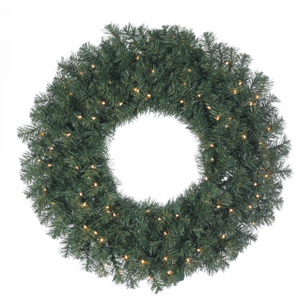 30" Norway Pine Wreath with 100 Warm-White LED Lights