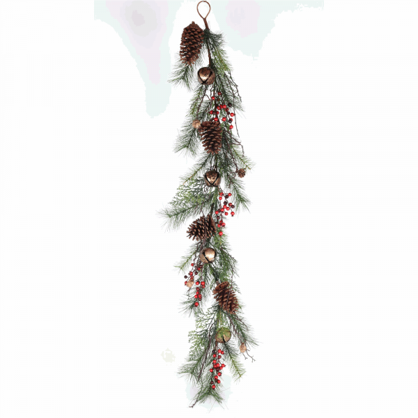 48" Pne Garland With Berries And Bells