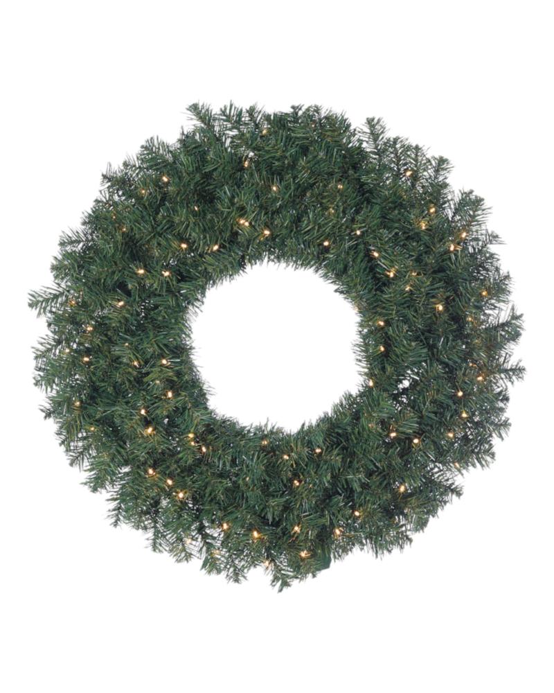 24" Norway Pine Wreath with Clear Lights