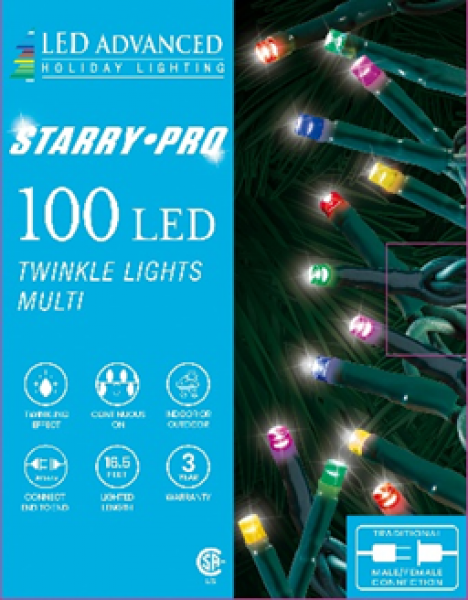 100 Lights Starry Twinkle LED 3mm Multi