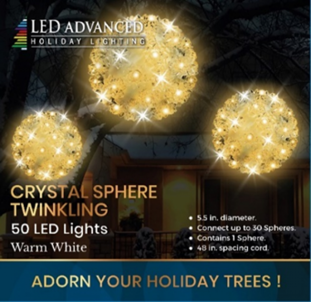 5.5" Crystal Sphere with Warm-White LED Lights