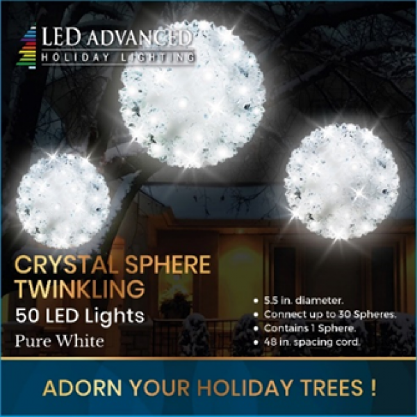 5.5" Crystal Sphere with Pure-White LED Lights