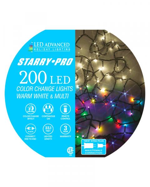 200 Lights Starry LED 3mm 8 Function Color Changing