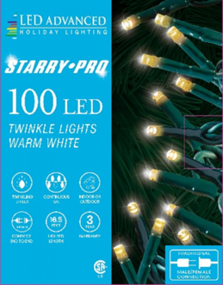 100 Lights Starry Twinkle LED 3mm Warm White