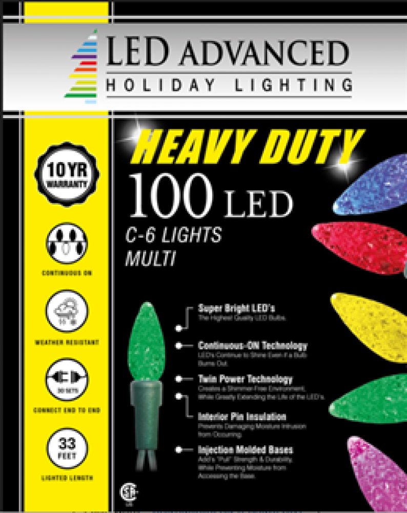 100 Lights Heavy Duty C6 Faceted Led Multi