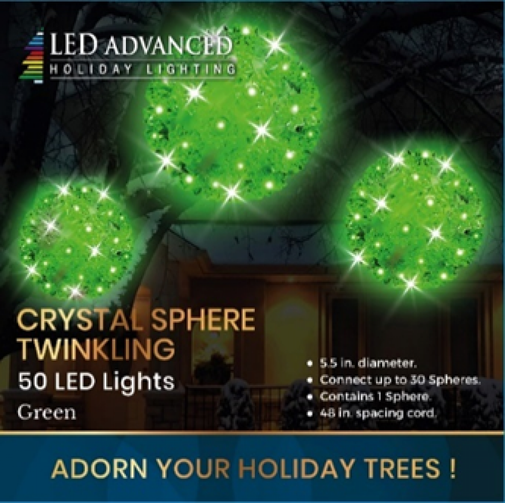 5.5" Crystal Sphere with Green LED Lights