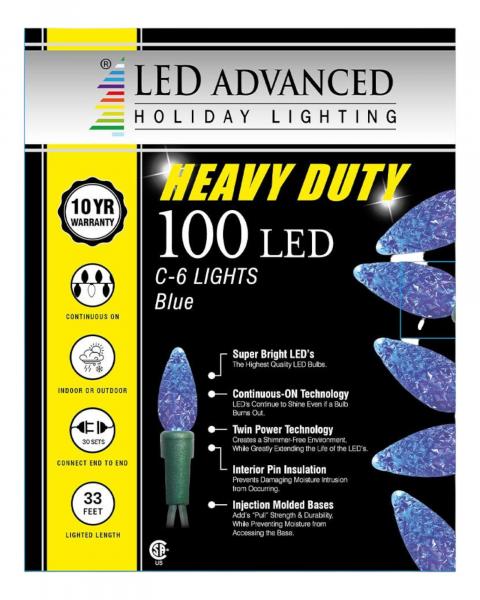 100 Lights Heavy Duty C6 Faceted Led Blue