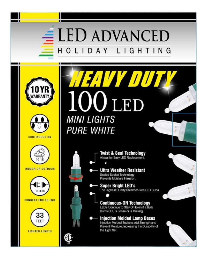 100 Lights Heavy Duty Italian Mini LED Pure White