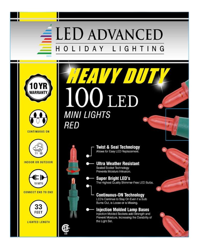 100 Lights Heavy Duty Italian Mini LED Red