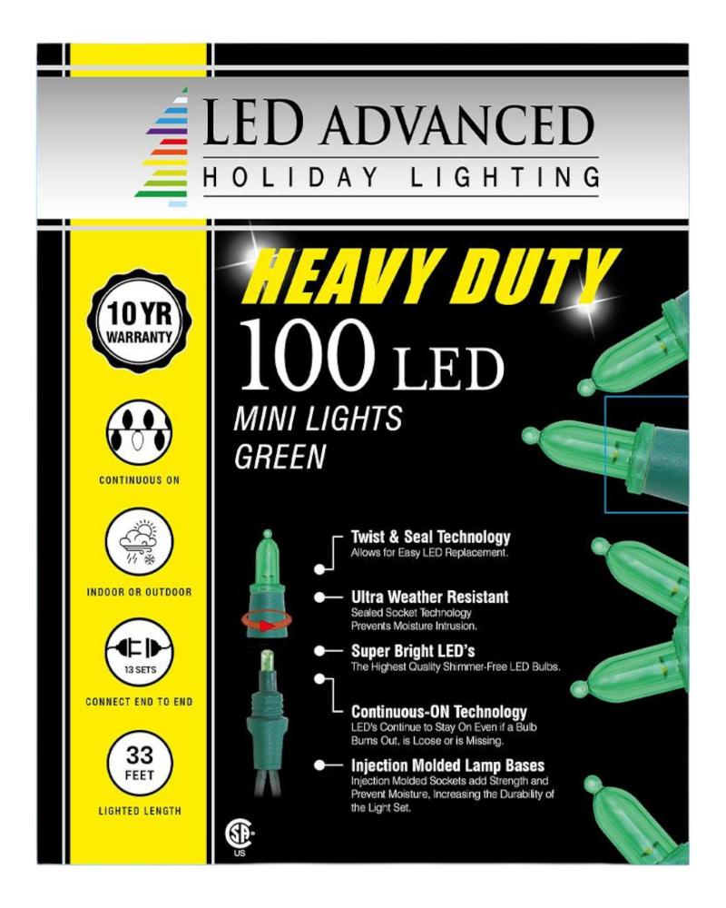 100 Lights Heavy Duty Italian Mini LED Green