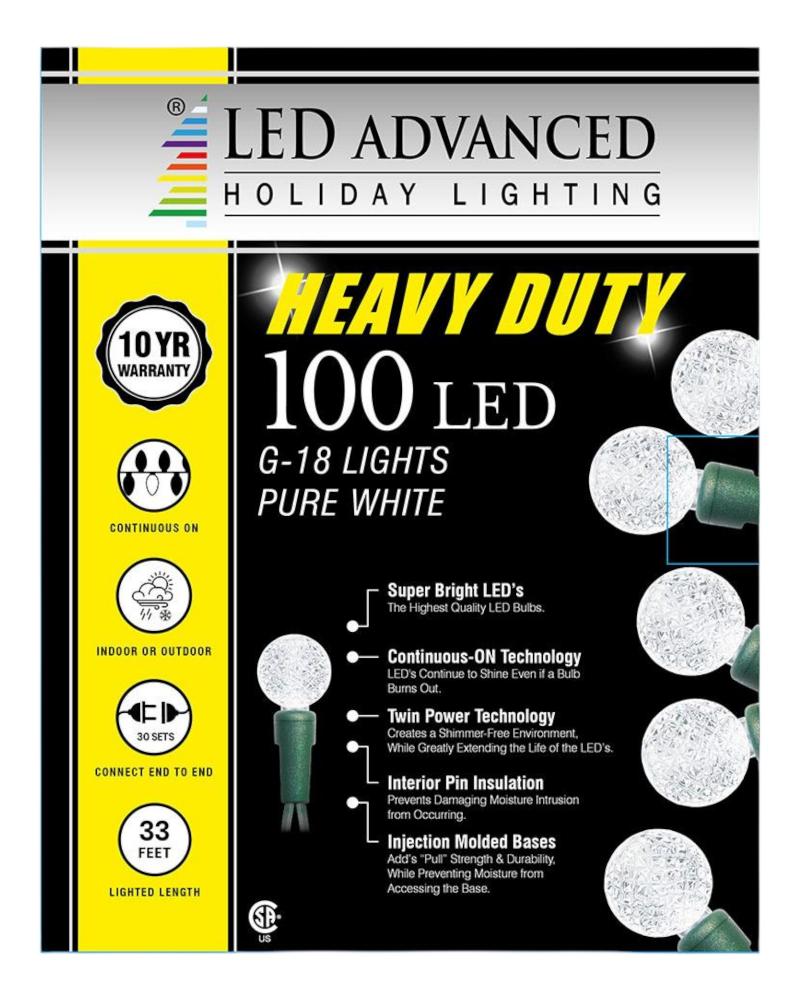 100 Lights Heavy Duty G18 Faceted Led Pure White