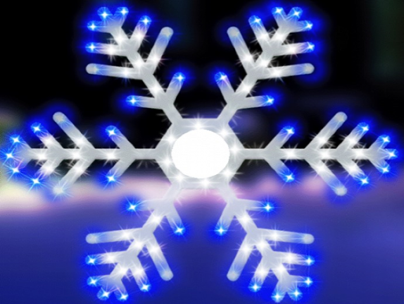 Vibrant Snowflake 24" With Blue & White LED Lights