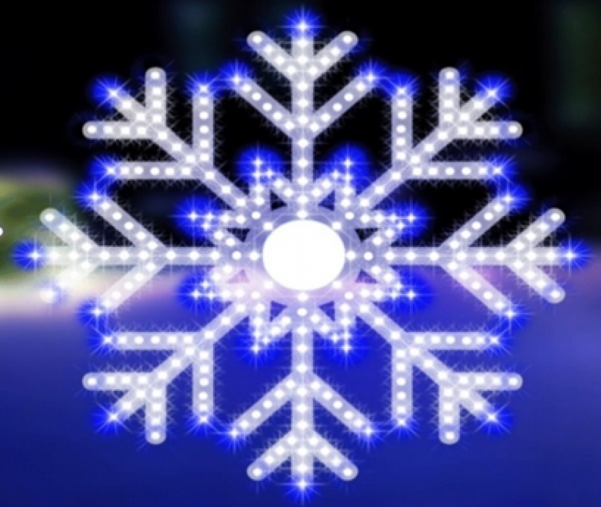 Vibrant Snowflake 24" With Blue & White LED Lights