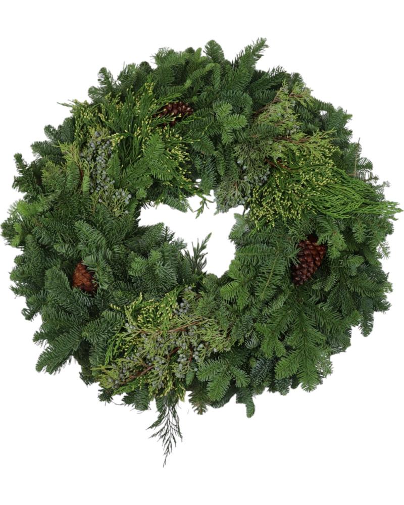 Wreath Mixed W/ Cones 16"-30"