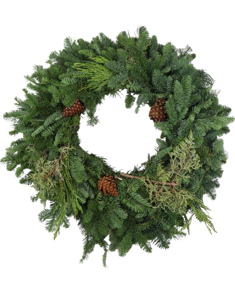 Mixed Evergreen Wreath With Pinecones 12"-22"
