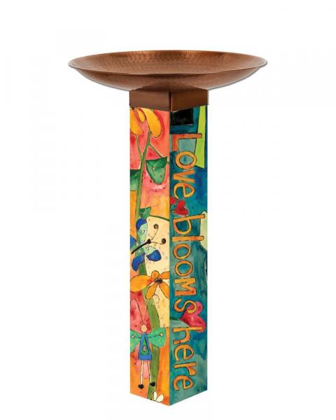 Birdbath Love Garden With Stainless Bowl