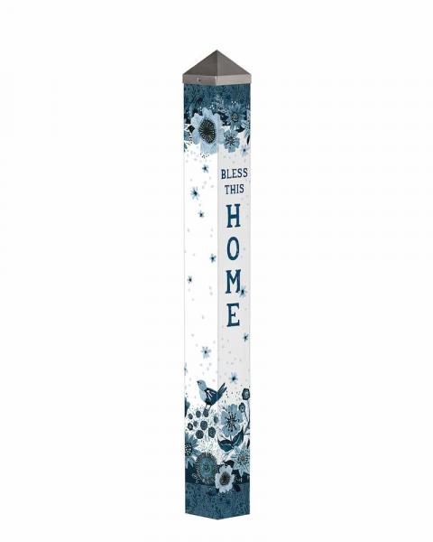 Art Pole 40" Blue Garden Flowers
