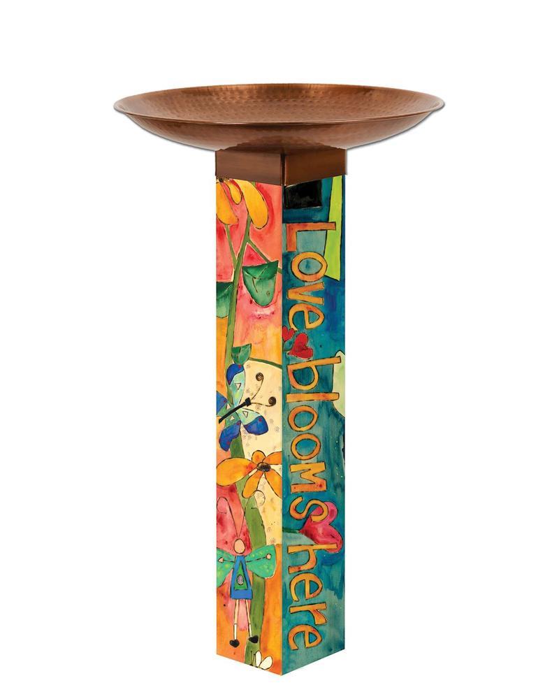 Birdbath Love Garden With Stainless Bowl