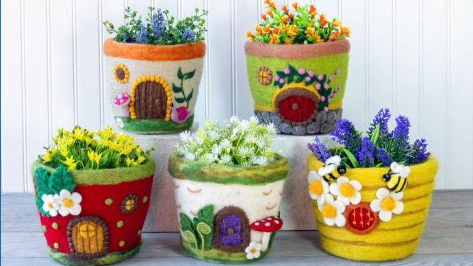 Handmade Felt Pots