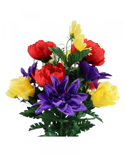 Rose Dahlia Peony Bush 24" Red/Yellow/Purple
