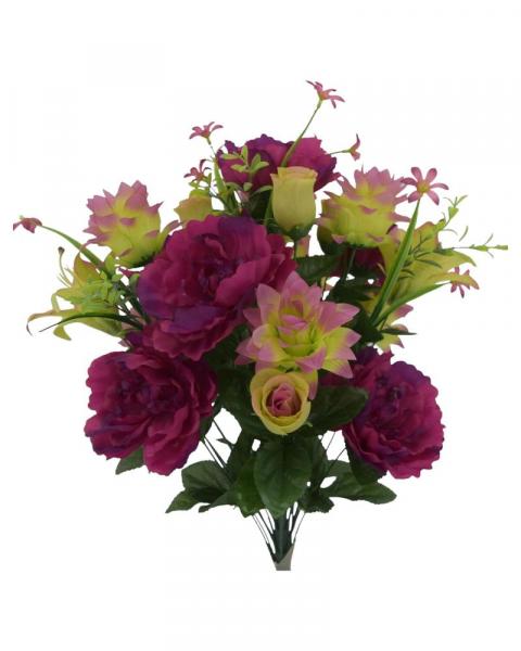 Peony Rose Lily Bush 25" Purple/Green