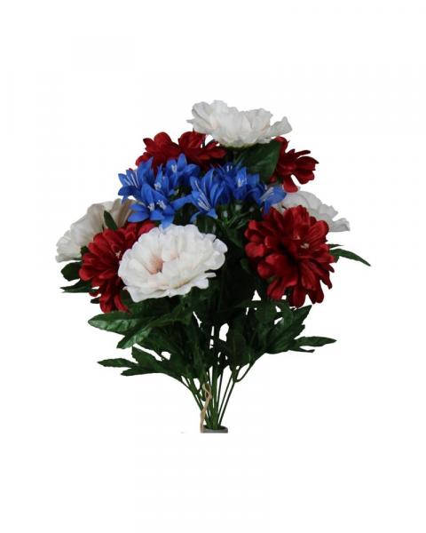 Poppy Zinnia Bush 12 Stems Red/White/Blue