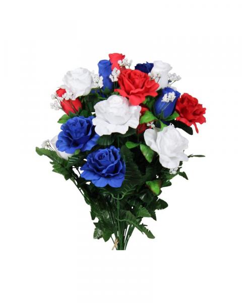 Rose Bush 24 Stems Red/White/Blue