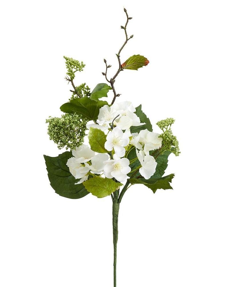 Hydrangea Snowball Pick 17" Wh