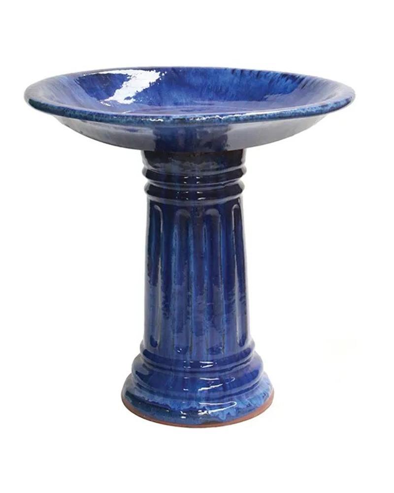 Fluted Birdbath 20" Blue