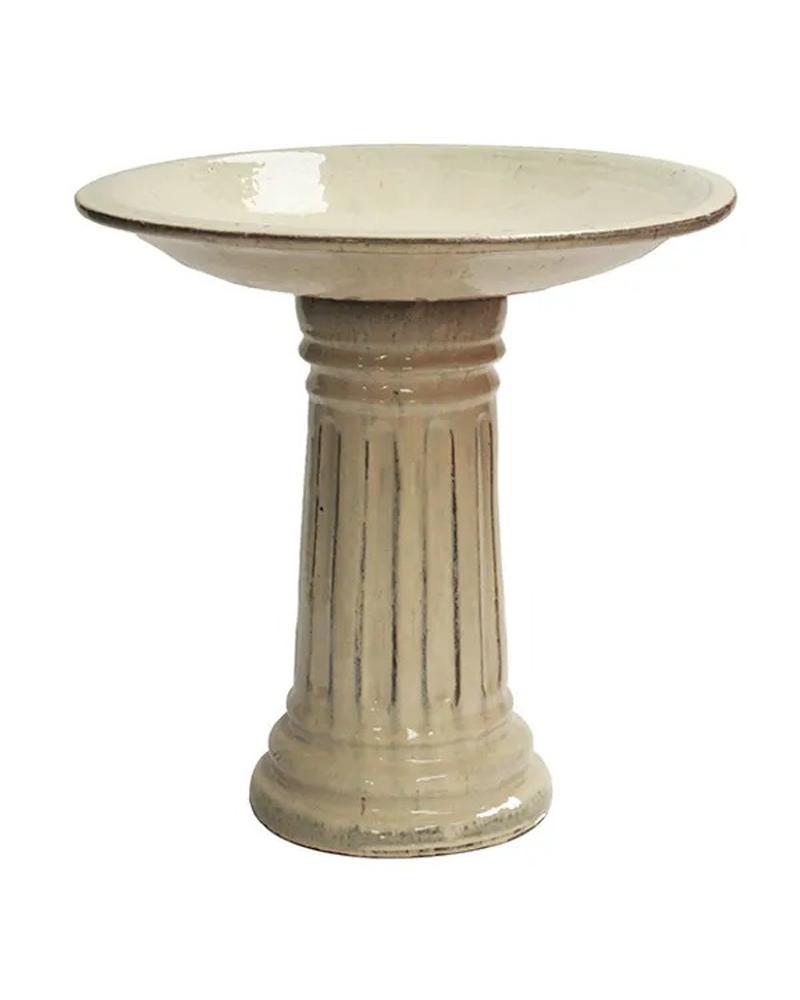 Fluted Birdbath 20" Beige