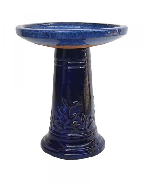 Leaf Birdbath 20" Cezanne Blue