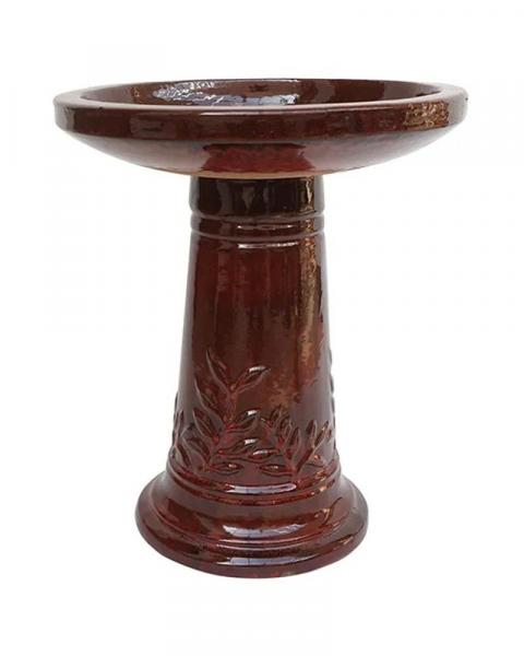 Leaf Birdbath 24" Tropical Red