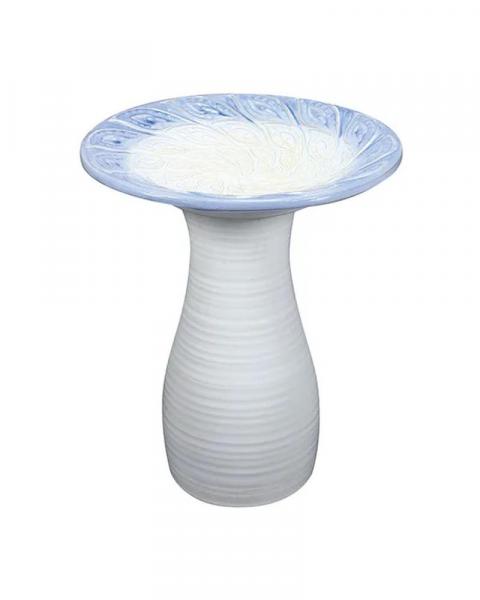 Leaf Birdbath 20" White
