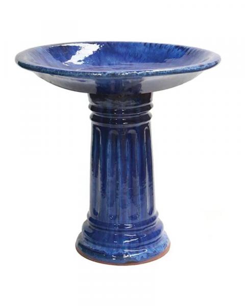 Fluted Birdbath 20" Blue