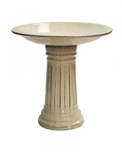 Fluted Birdbath 20" Beige
