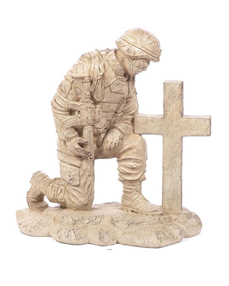 Kneeling Soldier At Cross (Color May Vary)